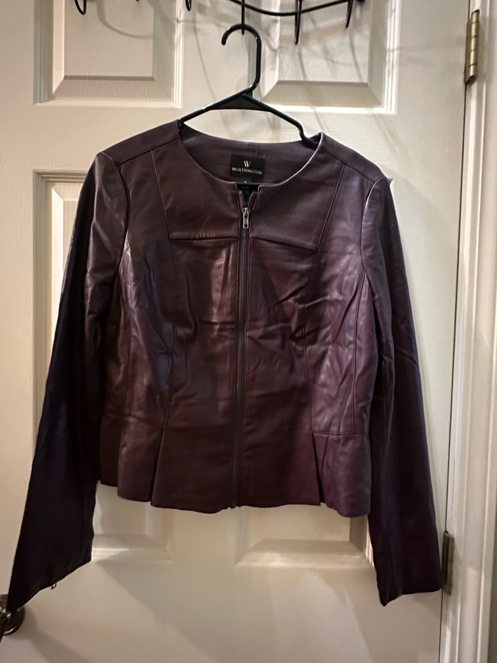 Worthington Women's Plum Leather Zip Jacket